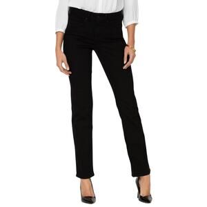 NYDJ Jeans Women Size 10 Black Marilyn Straight Leg Denim Lift Tuck Stretch NWT